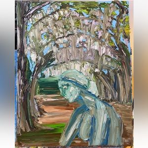 Statue New Orleans Oil On Canvas Palette Knife Impasto Impressionism Fine Art